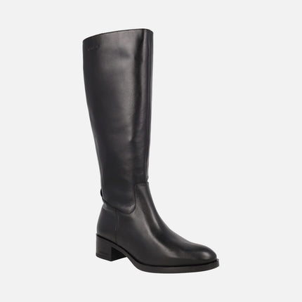 Botas altas Bonjour 08 en piel negra con pieza elástica en la parte trasera