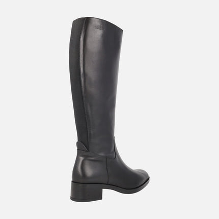 Botas altas Bonjour 08 en piel negra con pieza elástica en la parte trasera