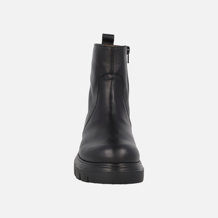 Bones 05 black leather ankle boots with FLYGRIP sole