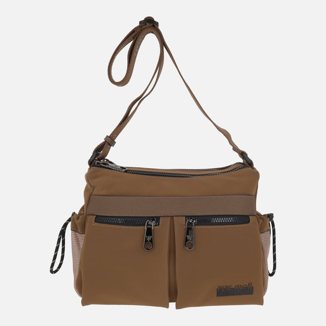 Shoulder bags with exterior pockets
