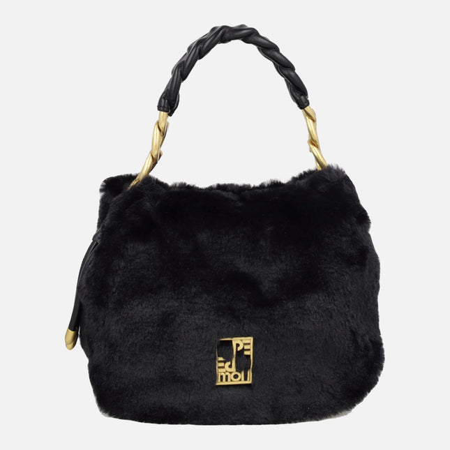 Bolsos de mano Pepe moll en pelo negro con asa en negro y oro