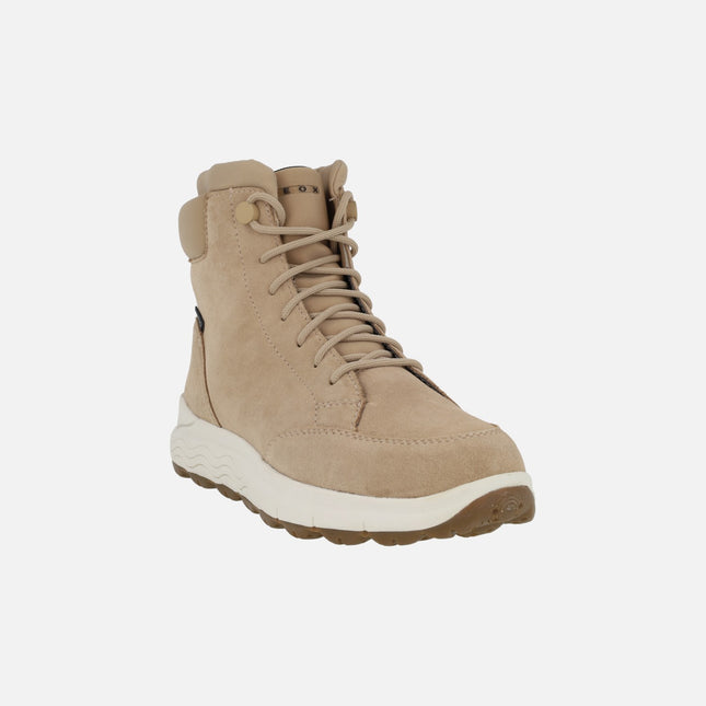 Botines impermeables para mujer en ante y tejido beige D SPHERICA 4X4 B ABX