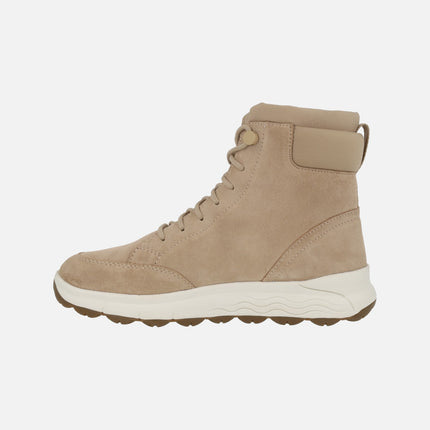 Waterproof ankle boots for women in beige suede and fabric D SPHERICA 4X4 B ABX