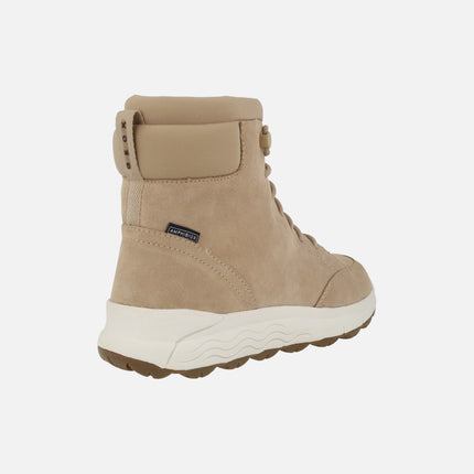 Waterproof ankle boots for women in beige suede and fabric D SPHERICA 4X4 B ABX