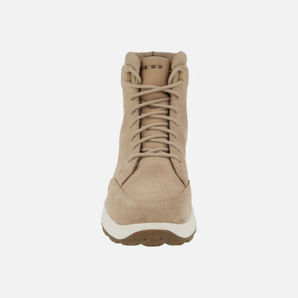 Waterproof ankle boots for women in beige suede and fabric D SPHERICA 4X4 B ABX