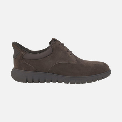 Zapatos blucher para hombre en serraje marrón con sistema Calza fácil FLEXTRIDE F PLUS