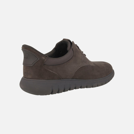 Zapatos blucher para hombre en serraje marrón con sistema Calza fácil FLEXTRIDE F PLUS