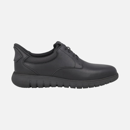 Zapatos blucher para hombre en piel negra con sistema Calza fácil FLEXTRIDE F PLUS