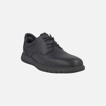 Zapatos blucher para hombre en piel negra con sistema Calza fácil FLEXTRIDE F PLUS