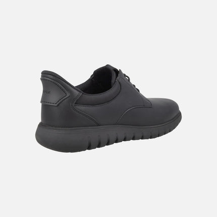 Zapatos blucher para hombre en piel negra con sistema Calza fácil FLEXTRIDE F PLUS