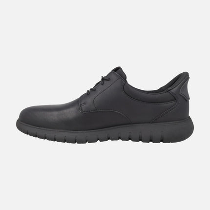 Zapatos blucher para hombre en piel negra con sistema Calza fácil FLEXTRIDE F PLUS