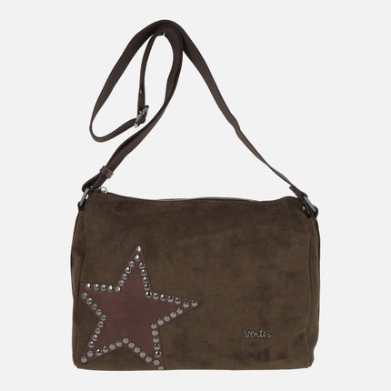 Bolsos bandolera efecto serraje con detalle de estrella con tachas