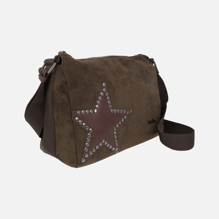 Bolsos bandolera efecto serraje con detalle de estrella con tachas