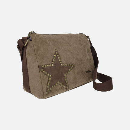 Bolsos bandolera efecto serraje con detalle de estrella con tachas