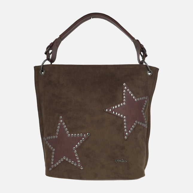 Bolsos para hombro y bandolera efecto serraje con estrellas y tachas