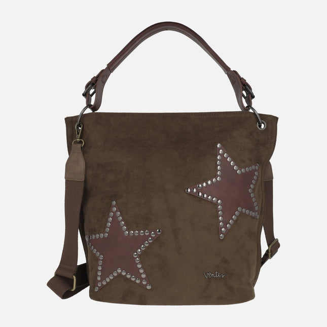 Bolsos para hombro y bandolera efecto serraje con estrellas y tachas