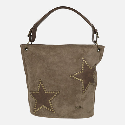 Bolsos para hombro y bandolera efecto serraje con estrellas y tachas