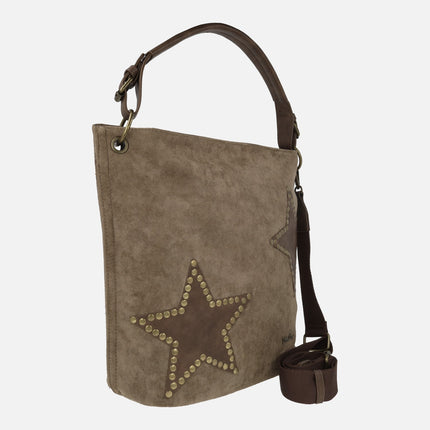Bolsos para hombro y bandolera efecto serraje con estrellas y tachas