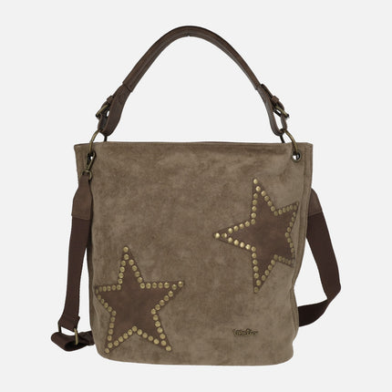 Bolsos para hombro y bandolera efecto serraje con estrellas y tachas