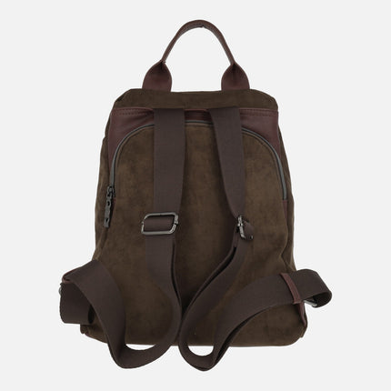 Suede effect anti-theft backpacks with studded star detail