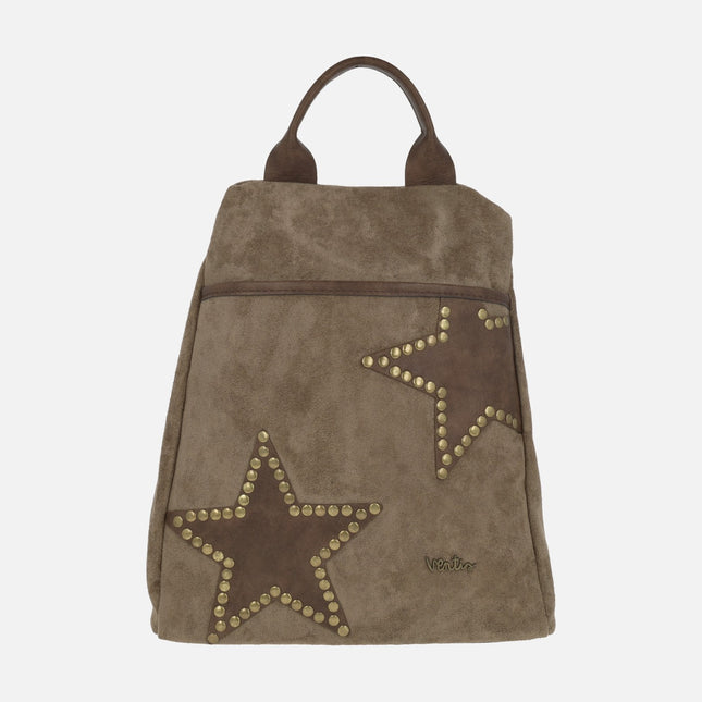 Mochilas antirrobo efecto serraje con detalle de estrella con tachas