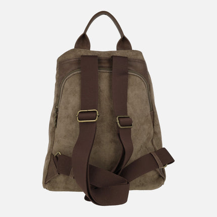 Suede effect anti-theft backpacks with studded star detail