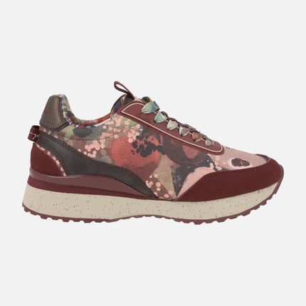 Blossom burgundy printed sneakers