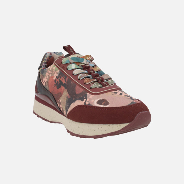 Zapatillas deportivas estampadas en tonos burdeos Blossom