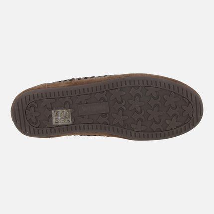 Zapatos náuticos en ante taupe con cordones y pasados de piel