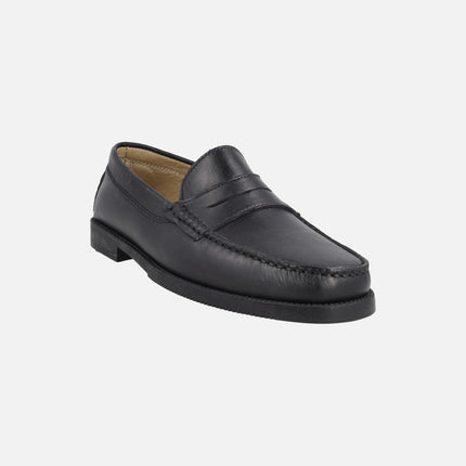 Mocasines negros de piel con antifaz modelo 513