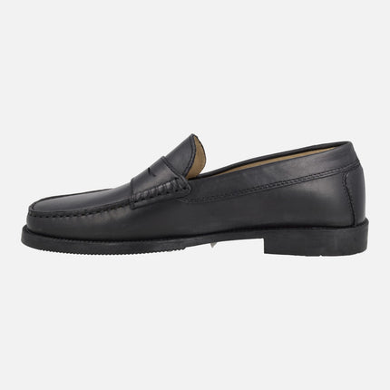 Mocasines negros de piel con antifaz modelo 513