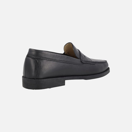 Mocasines negros de piel con antifaz modelo 513