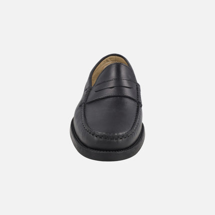 Mocasines negros de piel con antifaz modelo 513