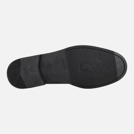 Mocasines negros de piel con antifaz modelo 513