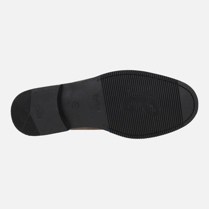 Mocasines marrones en piel serraje con antifaz modelo 513