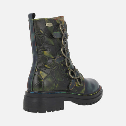 Botines de piel con tres tiras de hebillas y cremallera KANDYO 36