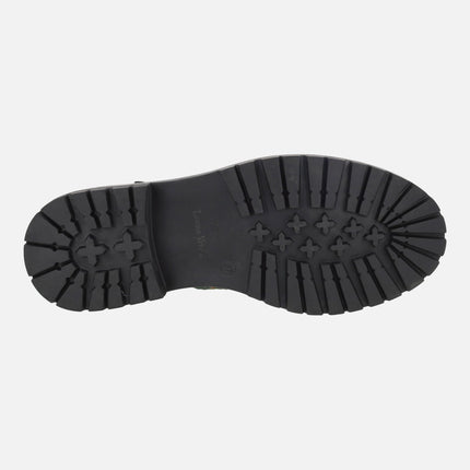 Botines de piel con tres tiras de hebillas y cremallera KANDYO 36