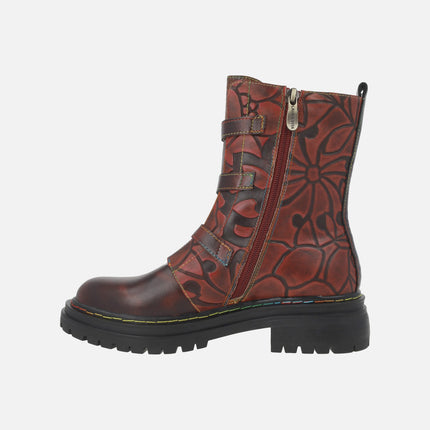 Botines de piel con tres tiras de hebillas y cremallera KANDYO 36