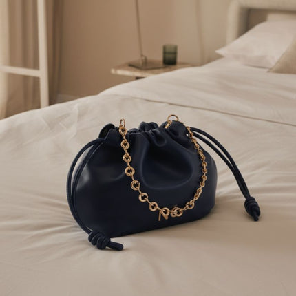 Mini sack style bags with chain and shoulder strap
