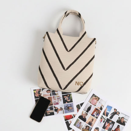 Zig Zag Structured Knit Tote Bags