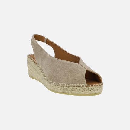 Peep toe Suede leather espadrilles