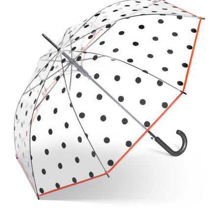 Transparent automatic umbrellas with black dots