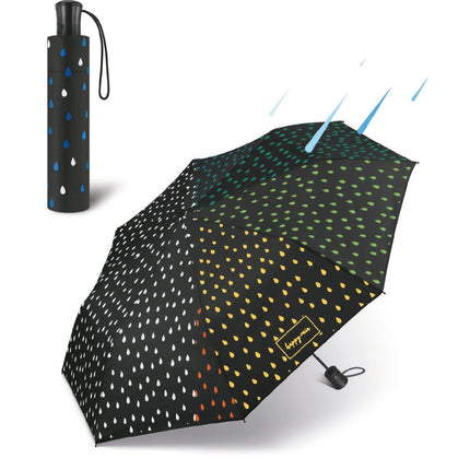 Folding umbrella that changes color with rain