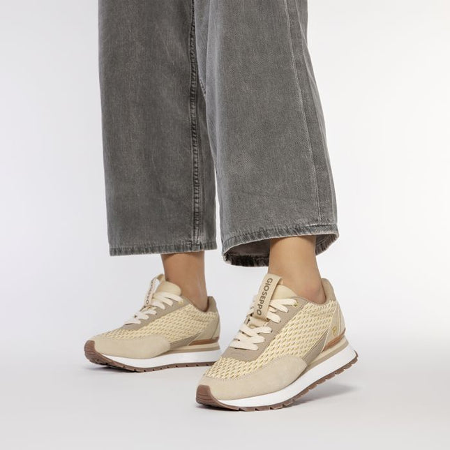 Gaggi sneakers in beige raffia with gold flashes