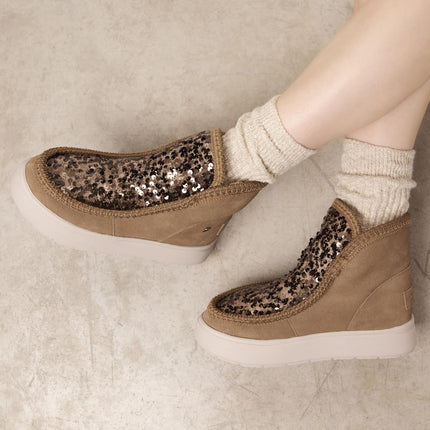 Botas de serraje y lentejuelas Stark con forro de pelo