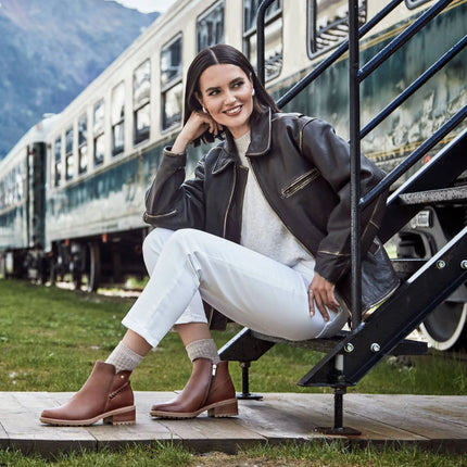 Botines marrones de piel con tacón bajo Medina