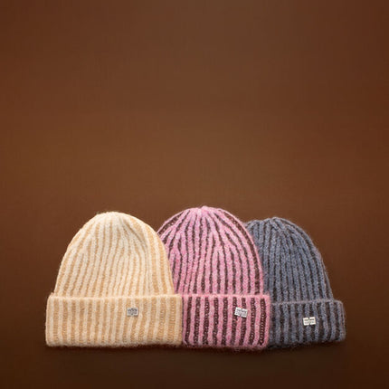 Gorros de punto canalé bicolor Victoria