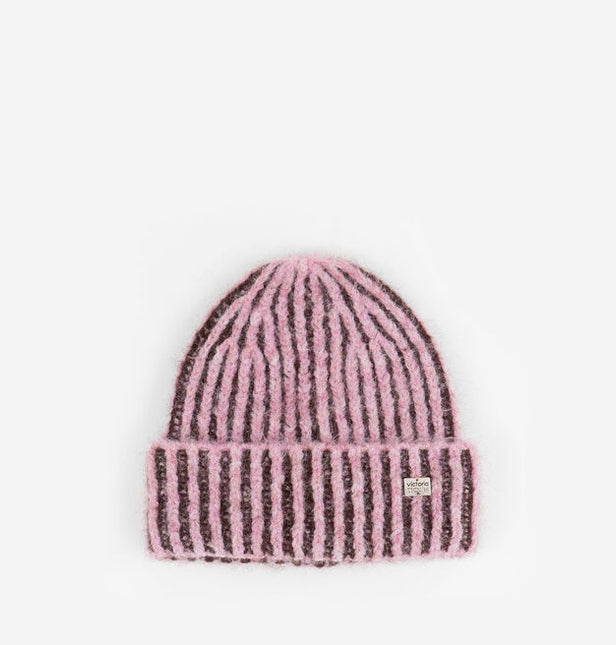 Gorros de punto canalé bicolor Victoria