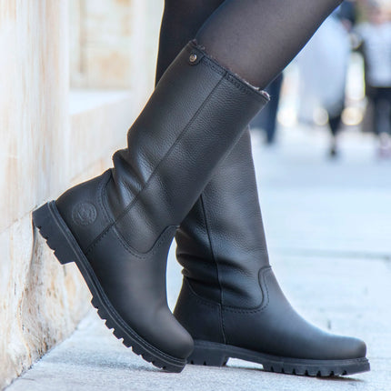 Botas altas Bambina B60 en piel negra con forro de pelo