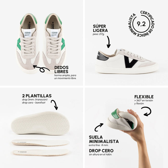 Zapatillas deportivas Olmo Barefoot efecto piel y serraje para hombre